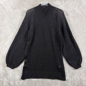 Sita Murt Chocolate Alpaca Suri Blend Mock Neck Balloon Sleeve Knit Sweater M